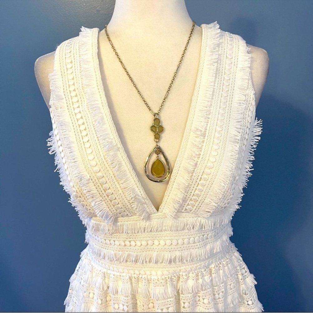 Aidan Mattox Ivory Feminine Fringe Lace Playful Crochet Bridal Party Dress Sz 4 - Picture 7 of 15